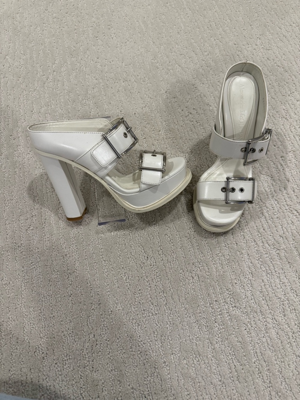 Alexander McQueen platform S.Leath boxcar leather mule slides $1290 size 37